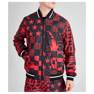 Shop Nike Men's Sportswear Allover Print Jacket In Black/red