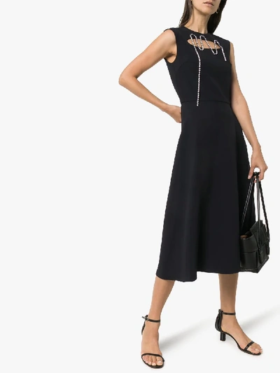 Shop Christopher Kane Squiggle Cupchain Crepe Dress In Black