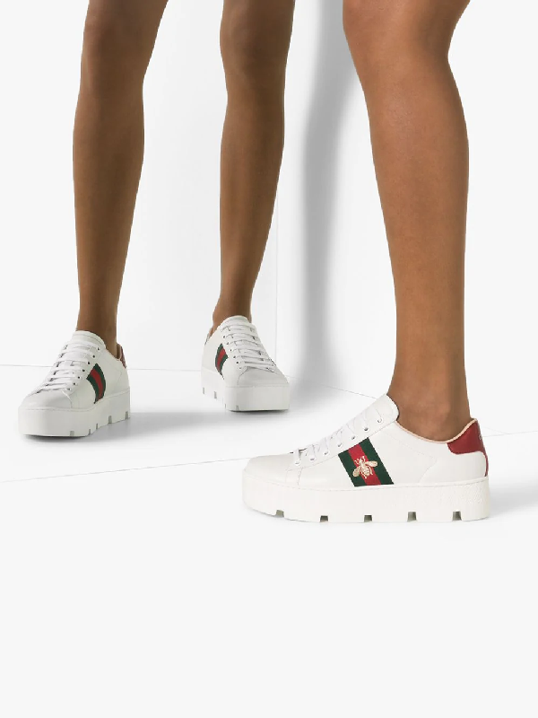 gucci ace embroidered platform sneaker
