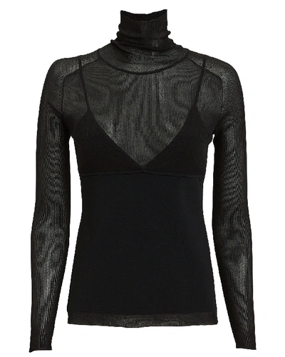 Shop Proenza Schouler Slim Layered Turtleneck Top In Black