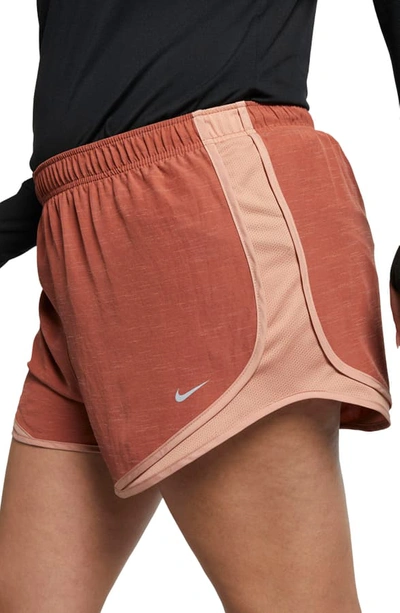 Shop Nike Dry Tempo High Rise Running Shorts In Rose Gold/ Wolf Grey Dd Htr