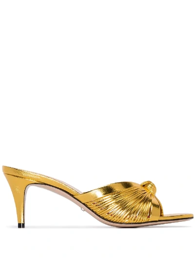 Shop Gucci Crawford 65mm Knot-detail Sandals - 107 - Metallic