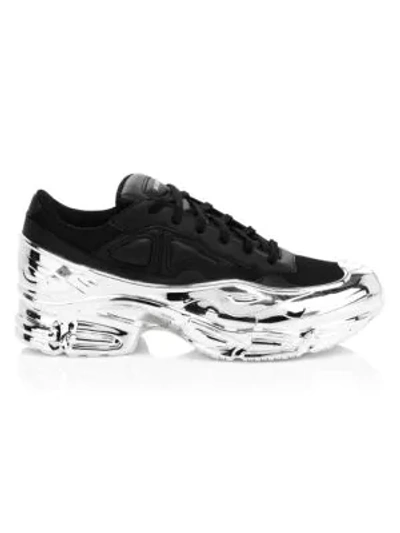 Shop Raf Simons Ozweego Platform Wedge Sneakers In Black Silver