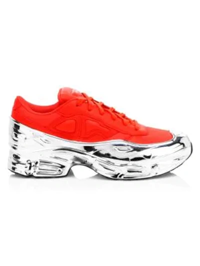 Shop Raf Simons Ozweego Platform Wedge Sneakers In Red Silver