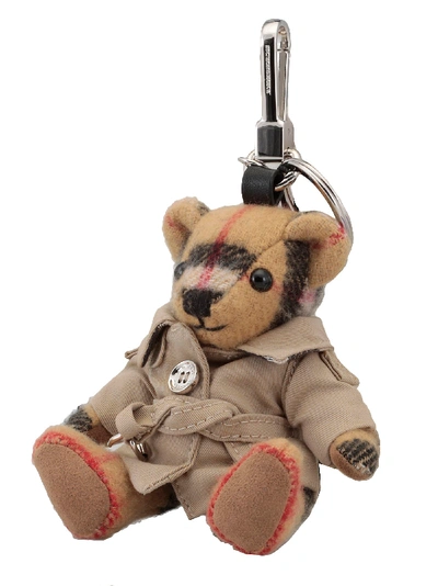 Shop Burberry Thomas Bear Charm Keychain In Antique Yellow