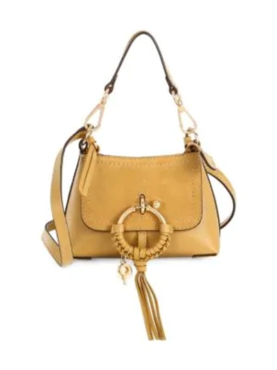 Shop See By Chloé Mini Joan Suede & Pebbled Leather Hobo Bag In Burnt Yellow