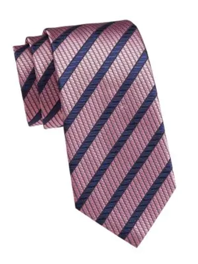 Shop Ermenegildo Zegna Silk Textured Stripe Tie In Pink Blue