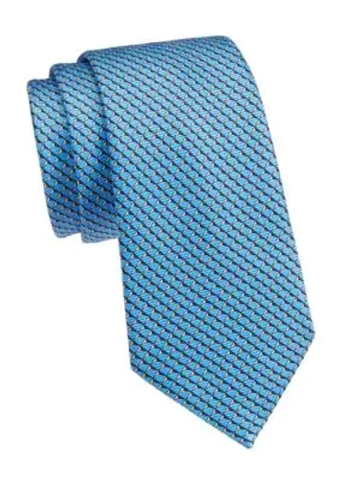 Shop Ermenegildo Zegna Silk Geometric Neat Pyramid Tie In Light Blue