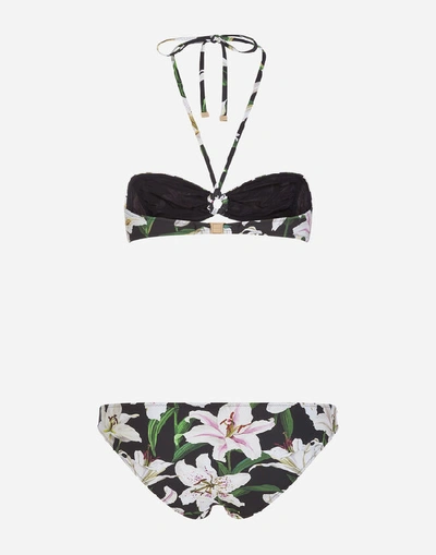 Shop Dolce & Gabbana Lily-print Bikini In Floral Print