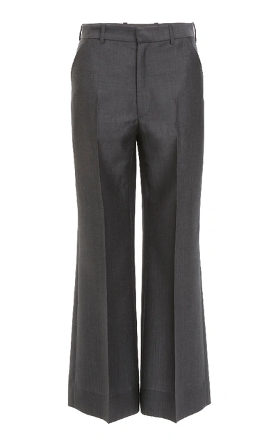 Shop Maison Margiela Cropped Mohair And Wool-blend Straight-leg Pants In Grey