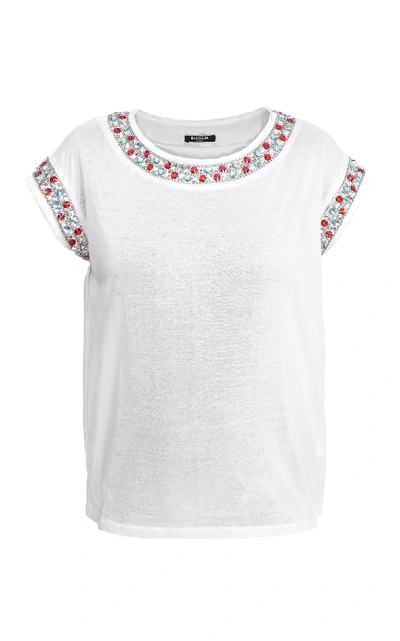 Shop Balmain Jeweled Cotton T-shirt In White