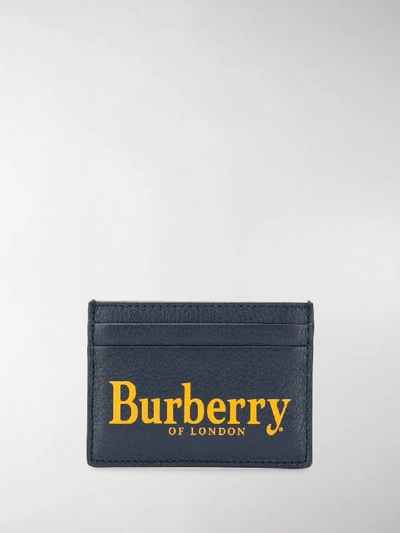 Shop Burberry Logo Print Leather Card Case In Blue