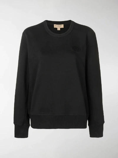 Shop Burberry Crest Detail Cotton Sweatshirt In Black