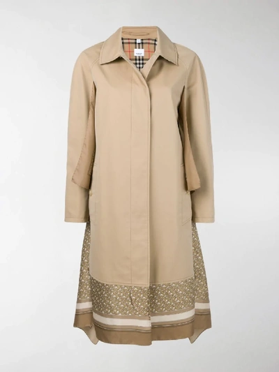 Shop Burberry Scarf Detail Cotton Trench Coat In Brown