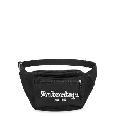 Shop Balenciaga Black Logo Nylon Belt Bag