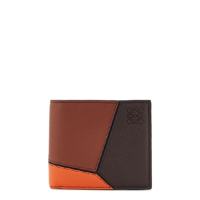 Shop Loewe Puzzle Tri-tone Leather Wallet In Brown