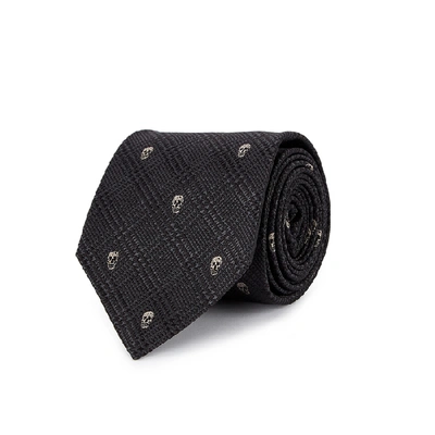 Shop Alexander Mcqueen Charcoal Skull-jacquard Tie