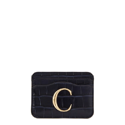 Shop Chloé C Crocodile-effect Card Holder In Blue