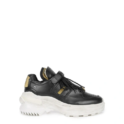 Shop Maison Margiela Retrofit Chunky Black Leather Sneakers