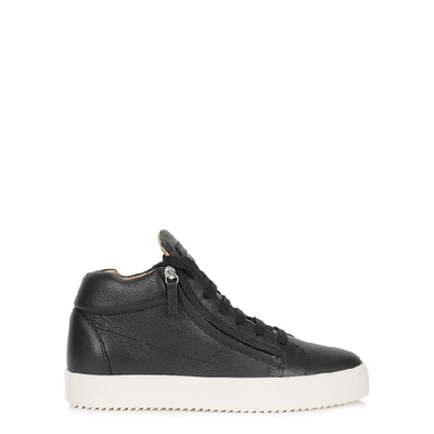 Shop Giuseppe Zanotti May Black Leather Hi-top Sneakers