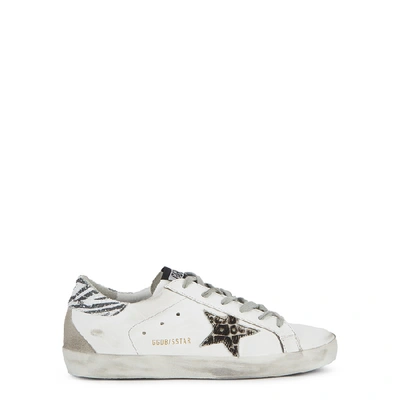 Shop Golden Goose Superstar White Leather Sneakers