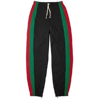 Shop Gucci Black Panelled Shell Sweatpants