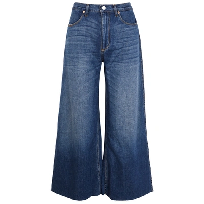 Shop Gucci Blue Wide-leg Cropped Jeans