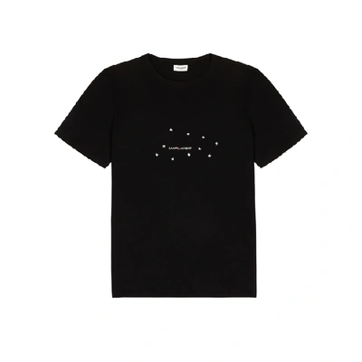 Shop Saint Laurent Black Logo-print Cotton T-shirt