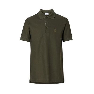Shop Burberry Monogram Motif Cotton Pique Polo Shirt In Seaweed