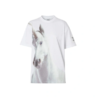 Shop Burberry Unicorn Print Cotton Oversized T-shirt In White