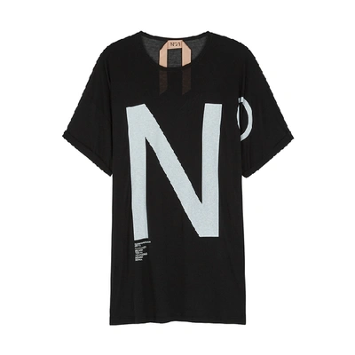 Shop N°21 Black Logo-print Modal T-shirt