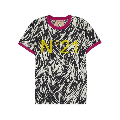 Shop N°21 Zebra-print Logo Cotton T-shirt