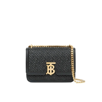 Shop Burberry Small Quilted Monogram Lambskin Tb Bag In Black