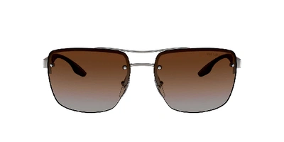 Shop Prada Linea Rossa Man Sunglasses Ps 60us Lifestyle In Polar Brown Gradient