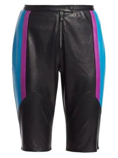 Shop Artica Arbox Colorblock Leather Bike Shorts In Black