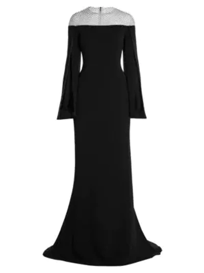 Shop Stella Mccartney Women's Mesh Detail Off-the-shoulder Cady Gown In Black