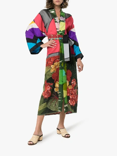 Shop Rianna + Nina Printed Silk Kimono In Multicolour