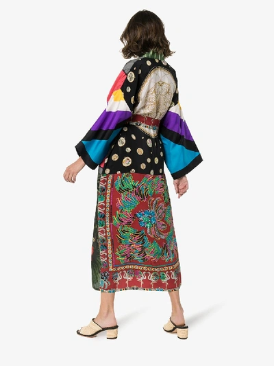 Shop Rianna + Nina Printed Silk Kimono In Multicolour