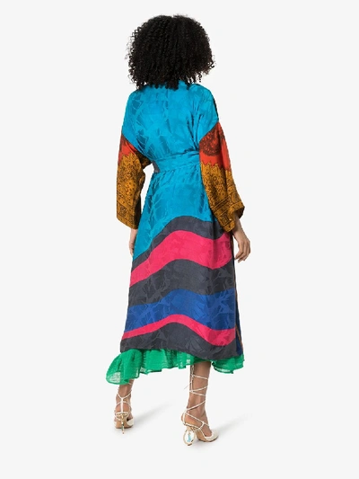 Shop Rianna + Nina Mixed Aztec Print Silk Kimono In Multicolour