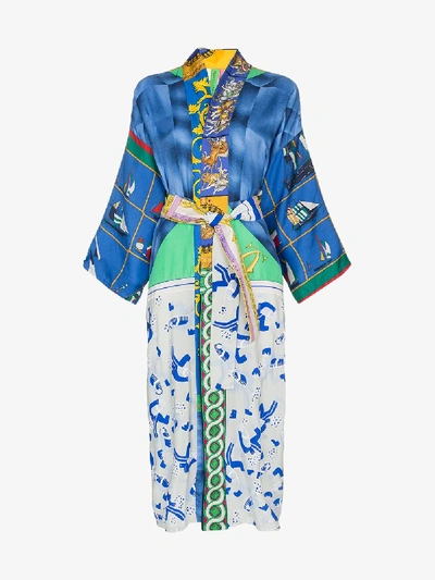 Shop Rianna + Nina Mixed Print Silk Kimono In Multicolour