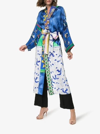 Shop Rianna + Nina Mixed Print Silk Kimono In Multicolour