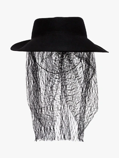 Shop Gucci Black Felt Net Veil Hat