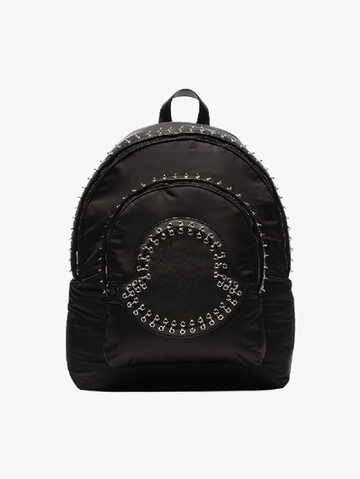 Shop Moncler Zaino Eyelet-embellished Backpack In Black
