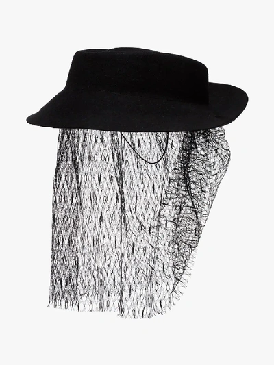 Shop Gucci Black Felt Net Veil Hat