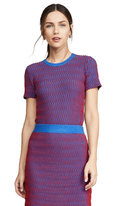 Shop Opening Ceremony Squiggle Sweater In Cobalt/cranberry