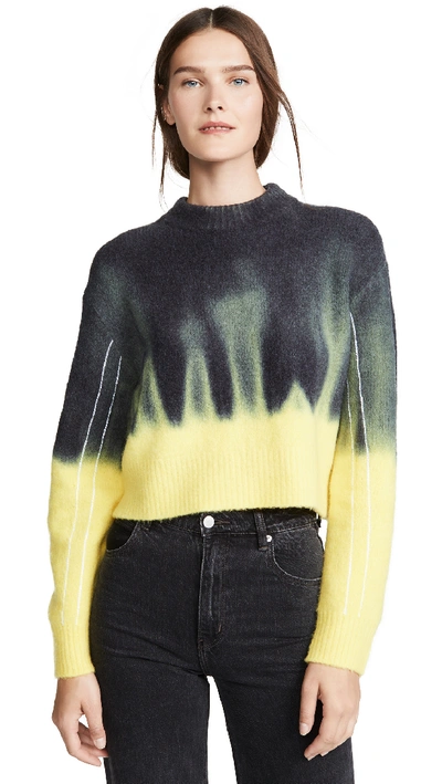 Shop Proenza Schouler Dip Dye Crew Neck Sweater In Black/yellow