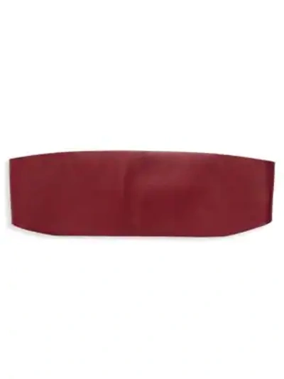 Shop Valentino Leather Headband In Scarlet