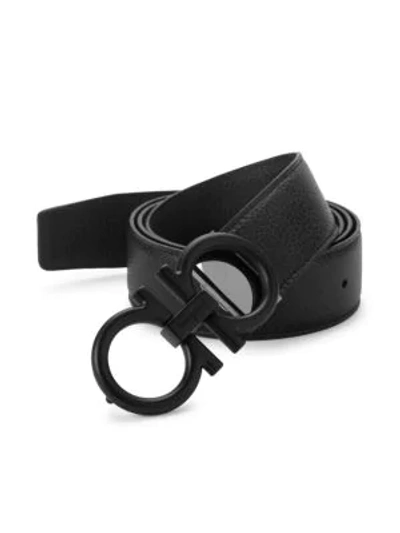 Shop Ferragamo Men's Gancini Reversible Leather Belt In Black Brown