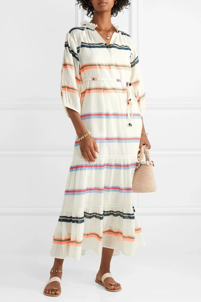 Shop Apiece Apart Granada Striped Cotton-voile Maxi Dress In Ivory