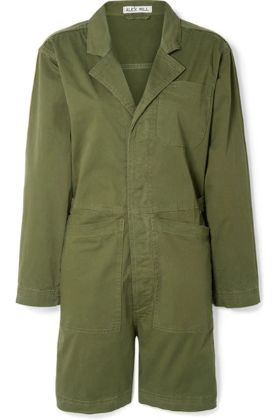 Shop Alex Mill Cotton-blend Playsuit In Army Green